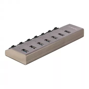 StarTech.com 7 prievadų USB-C šakotuvas su atskirais įjungimo/išjungimo mygtukais, USB 3.0 5Gbps, su maitinimo bloku, USB-C į USB-A, BC 1.2