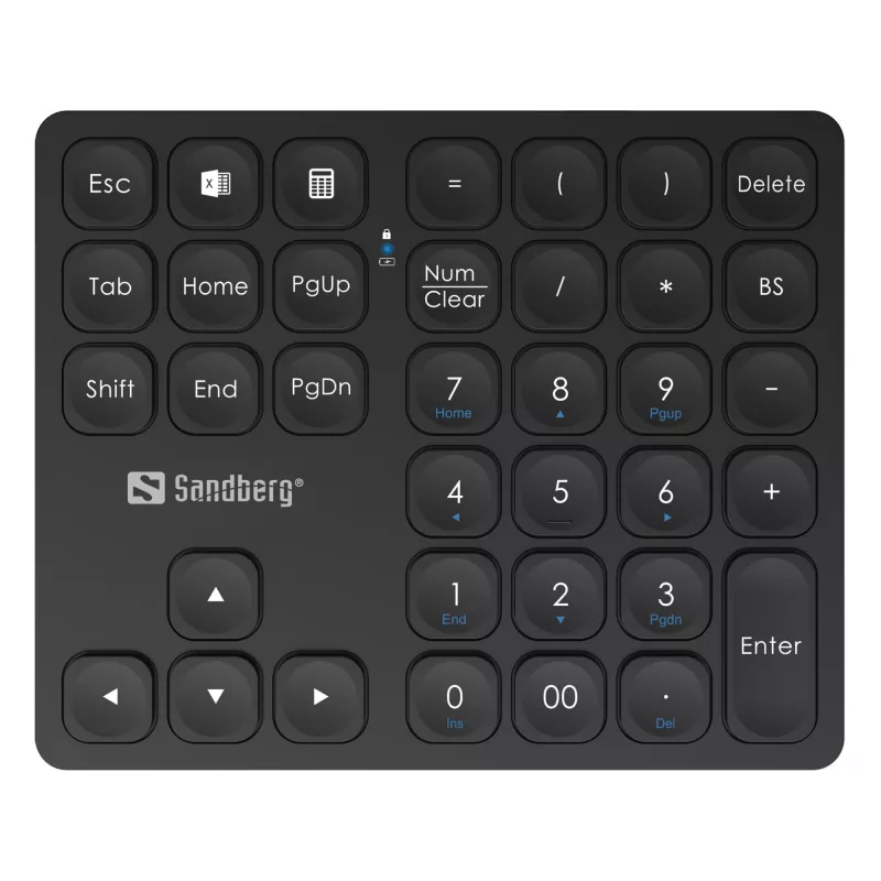 Sandberg Wireless Numeric Keypad Pro belaidė skaitmeninė klaviatūra, 36 klavišai, membrana