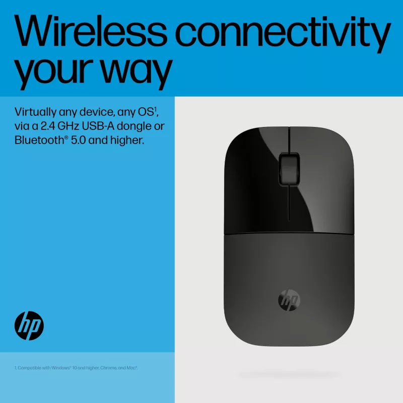 HP Z3700 Dual Black pelė, ambidekstrinė, RF belaidė, 1600 DPI, juoda