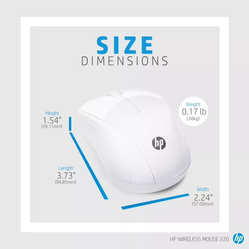 HP Wireless Mouse 220 (Snow White) – belaidė pelė, optinė, RF, balta