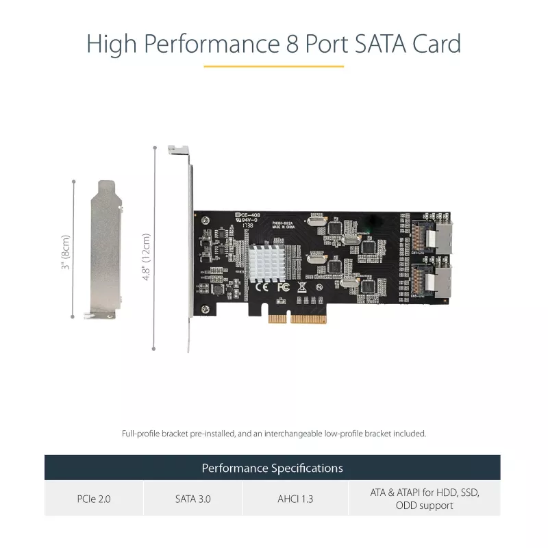 StarTech.com 8 prievadų SATA PCIe kortelė – PCI Express 6Gbps SATA plėtinio adapteris su 4 valdikliais – SATA PCIe valdiklio kortelė – PCI-e x4 Gen 2 į SATA III – SATA HDD/SSD