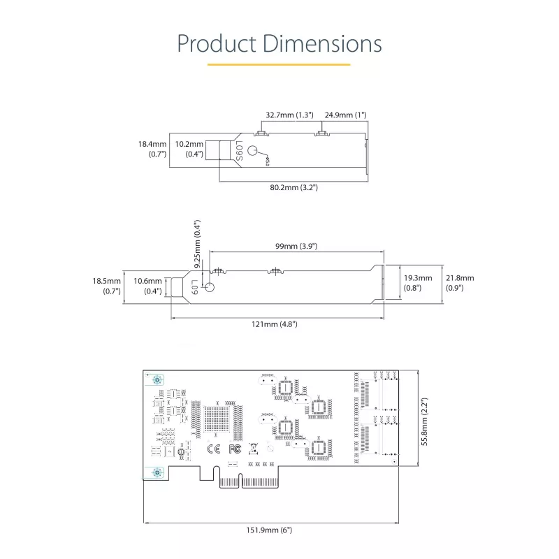 StarTech.com 8 prievadų SATA PCIe kortelė – PCI Express 6Gbps SATA plėtinio adapteris su 4 valdikliais – SATA PCIe valdiklio kortelė – PCI-e x4 Gen 2 į SATA III – SATA HDD/SSD