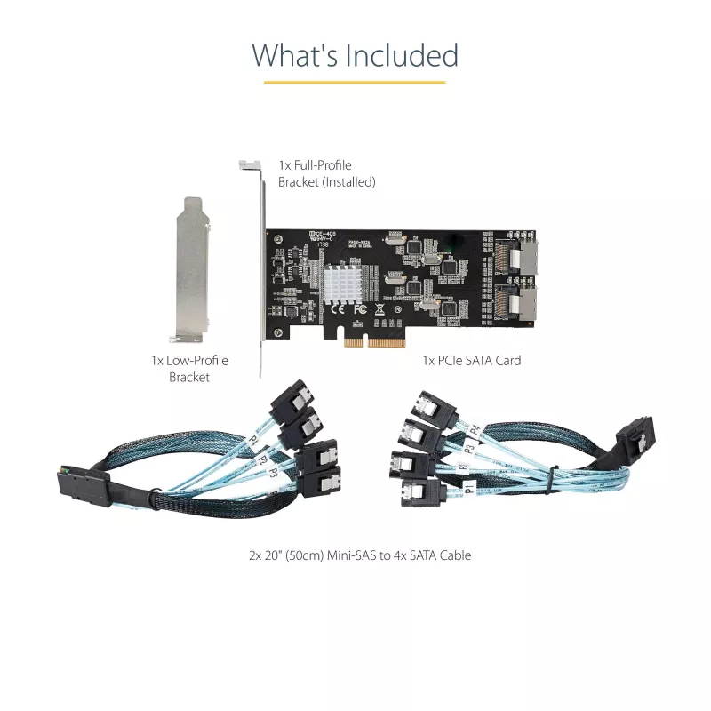 StarTech.com 8 prievadų SATA PCIe kortelė – PCI Express 6Gbps SATA plėtinio adapteris su 4 valdikliais – SATA PCIe valdiklio kortelė – PCI-e x4 Gen 2 į SATA III – SATA HDD/SSD
