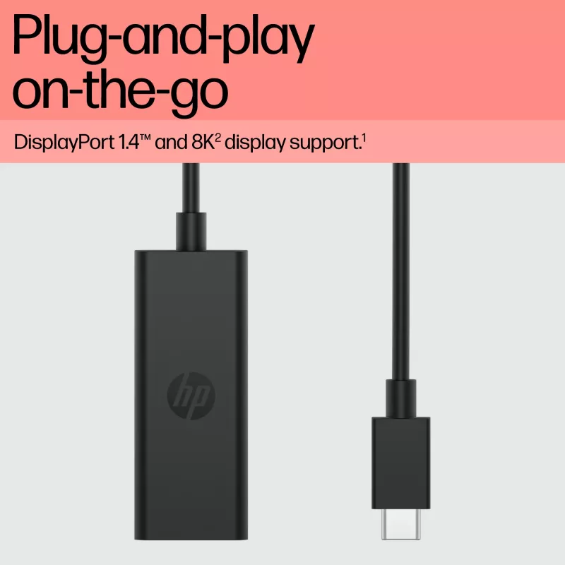 HP USB-C į DisplayPort adapteris G2, 0,12 m, DisplayPort, USB Type-C, Moteriškas, Vyriškas, 7680 x 4320 pikselių