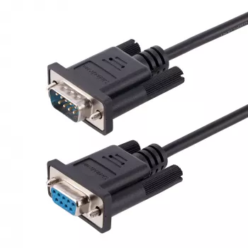 StarTech.com 3 m RS232 Serial Null Modem kabelis, kryžminis kabelis su aliuminio-mylaro ekranavimu, DB9 COM prievadas, moteriškas į vyrišką, juodas