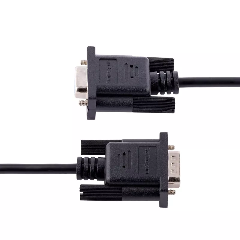 StarTech.com 3 m RS232 Serial Null Modem kabelis, kryžminis kabelis su aliuminio-mylaro ekranavimu, DB9 COM prievadas, moteriškas į vyrišką, juodas