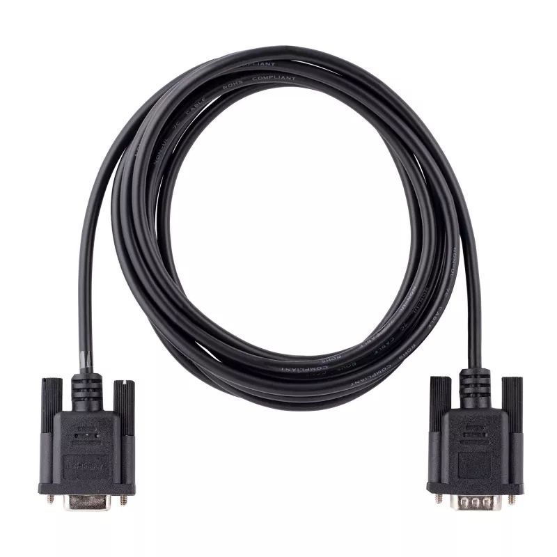 StarTech.com 3 m RS232 Serial Null Modem kabelis, kryžminis kabelis su aliuminio-mylaro ekranavimu, DB9 COM prievadas, moteriškas į vyrišką, juodas