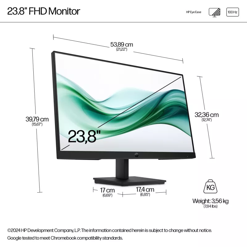 HP Series 3 Pro 23.8 colio FHD monitorius - 324pv, 60,5 cm (23,8 colio), 1920 x 1080 pikselių, Full HD, LCD, 5 ms, juodas