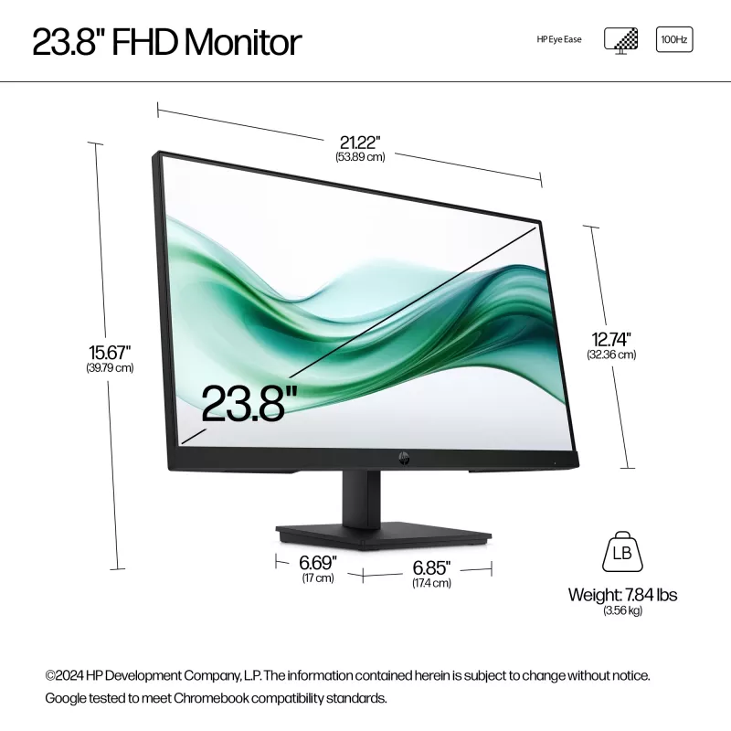 HP Series 3 Pro 23.8 colio FHD monitorius - 324pv, 60,5 cm (23,8 colio), 1920 x 1080 pikselių, Full HD, LCD, 5 ms, juodas