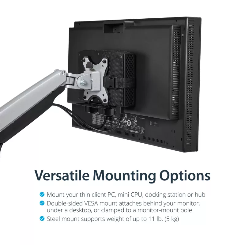 StarTech.com Thin Client Mount – VESA tvirtinimo laikiklis monitoriui, po stalu, 5 kg, 75×75/100×100 mm, juodas