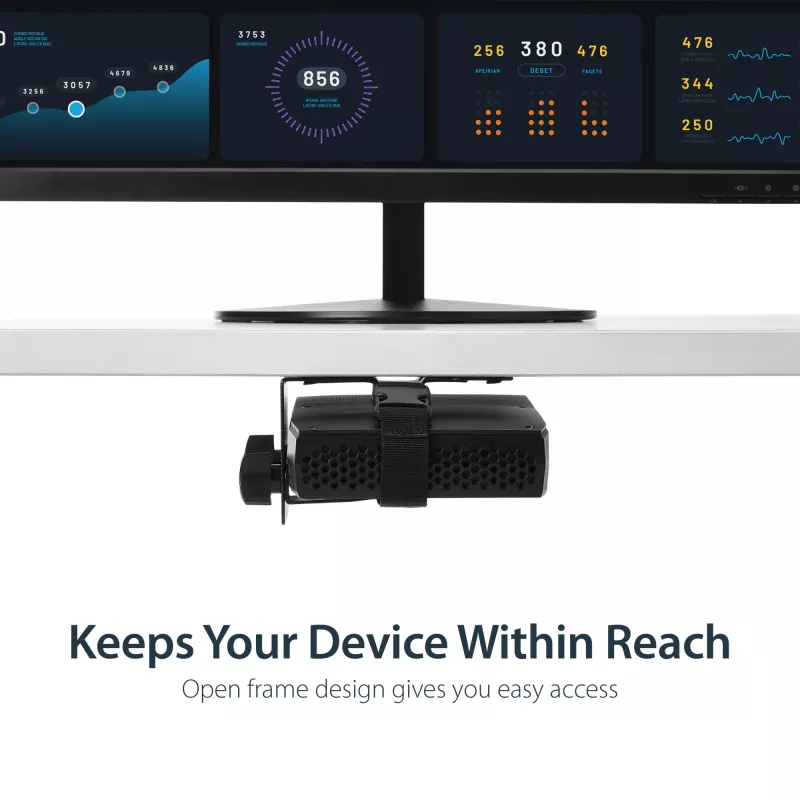 StarTech.com Thin Client Mount – VESA tvirtinimo laikiklis monitoriui, po stalu, 5 kg, 75×75/100×100 mm, juodas