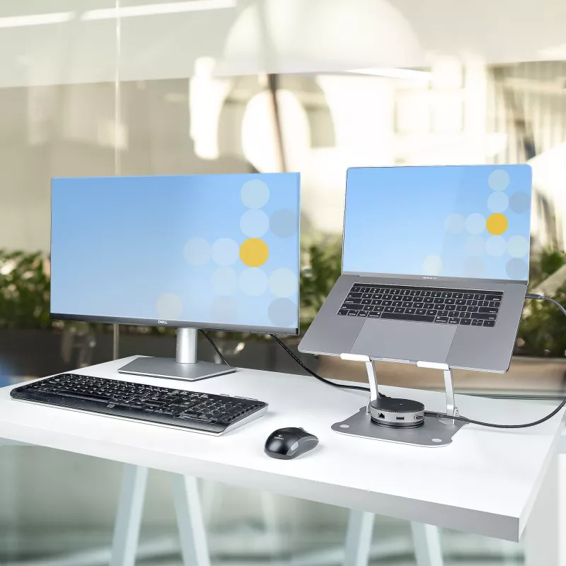 StarTech.com Laptop Stovas Ant Stalo, Ergonomiškas Reguliuojamo Aukščio, Aliuminis, Nešiojamas, Išlaiko Iki 10 kg, Sulankstomas Laikiklis