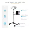 StarTech.com Mobilus projektoriaus ir nešiojamojo kompiuterio stovas/vežimėlis - Patvarus nešiojamas projektoriaus stovas (2 lentynos, kiekviena laiko 10 kg) - Reguliuojamo aukščio riedantis pristatymo vežimėlis su užrakinamais ratukais