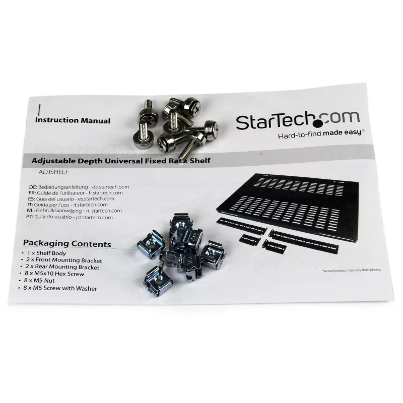 StarTech.com 1U reguliuojamo gylio ventiliuojama lentyna serverio stovui - 175 svarų - 19,5-38 colių reguliuojamas montavimo gylis universali lentyna 19 colių AV/tinklo įrangos stovui - 27,5 colio gylio