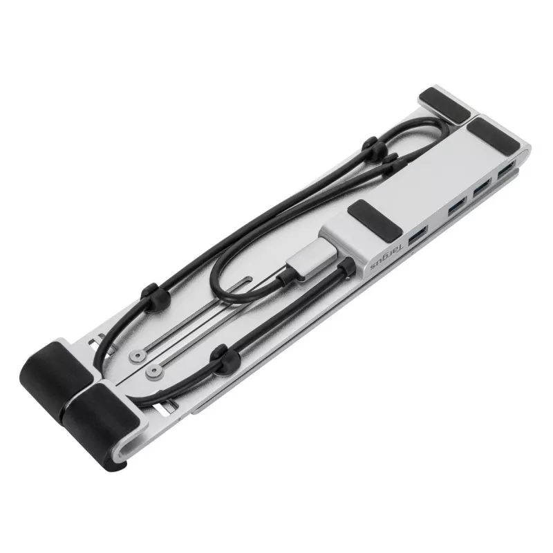 Targus AWU100205GL stovas nešiojamam kompiuteriui su 4 USB prievadų šakotuvu, 25,4–39,6 cm (10–15,6 colio), sidabro spalvos