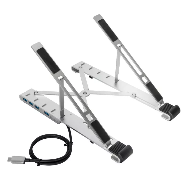 Targus AWU100205GL stovas nešiojamam kompiuteriui su 4 USB prievadų šakotuvu, 25,4–39,6 cm (10–15,6 colio), sidabro spalvos