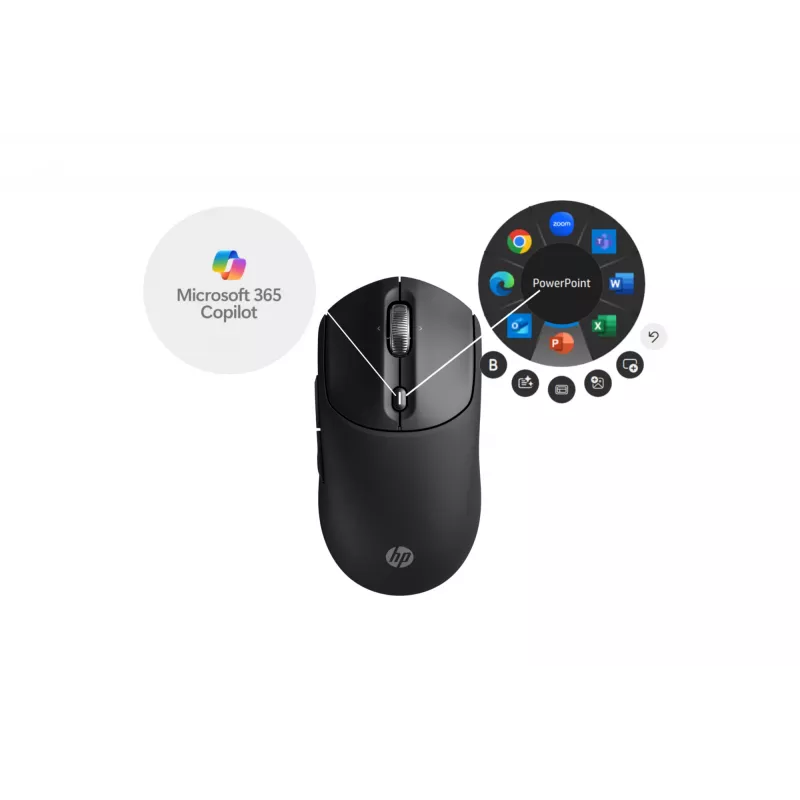 HP 700 belaidė įkraunama pelė, ambidekstrinė, RF belaidis + Bluetooth, 6000 DPI, juoda