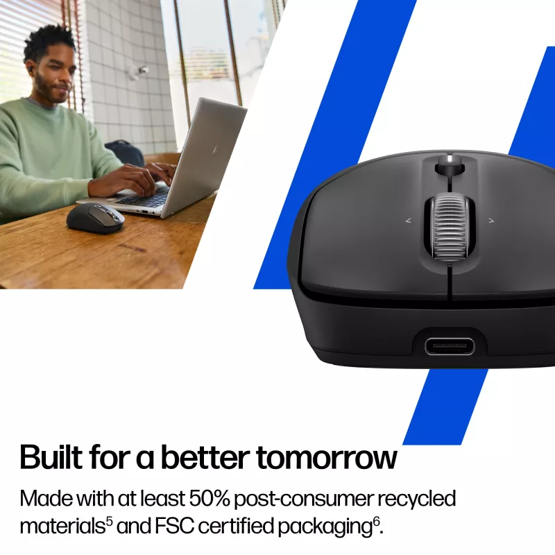 HP 700 belaidė įkraunama pelė, ambidekstrinė, RF belaidis + Bluetooth, 6000 DPI, juoda