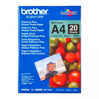 Brother A4 Blizgus Popierius, 260 g/m², A4, Mėlyna, Raudona, 20 lapų, 265 µm, 100 metų
