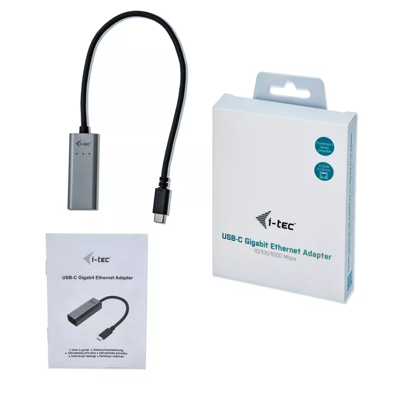 i-tec Metal USB-C Gigabit Ethernet Adapter, laidinis, USB Type-C, Ethernet, 1000 Mbit/s, pilka