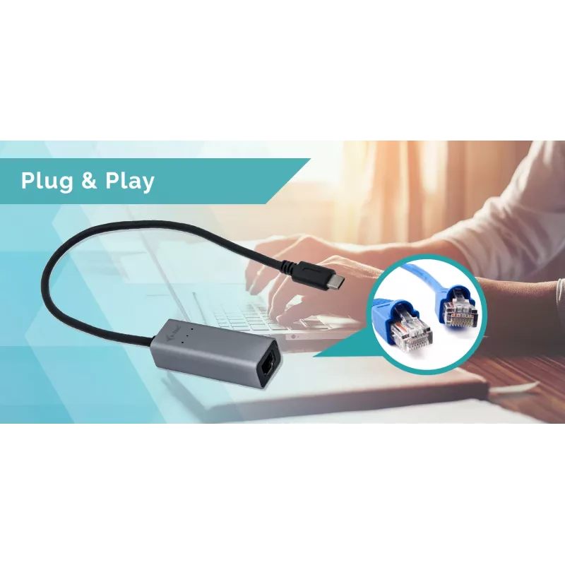 i-tec Metal USB-C Gigabit Ethernet Adapter, laidinis, USB Type-C, Ethernet, 1000 Mbit/s, pilka