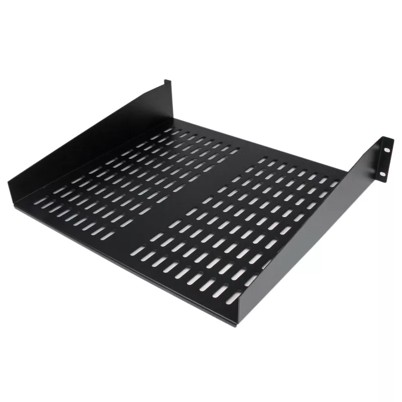 StarTech.com 2U ventiliuojama serverio lentyna – universali konsolinė lentyna 19 colių tinklo įrangos stovui ir spintai, tvirto plieno, atlaiko iki 23 kg, 16 colių gylio, juoda