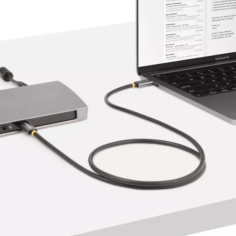 StarTech.com 3ft (1m) USB4 kabelis, USB-IF sertifikuotas USB-C kabelis, 40 Gbps, USB Type-C duomenų perdavimo kabelis, 100W galios tiekimas, 8K 60Hz, suderinamas su Thunderbolt 4/3/USB 3.2
