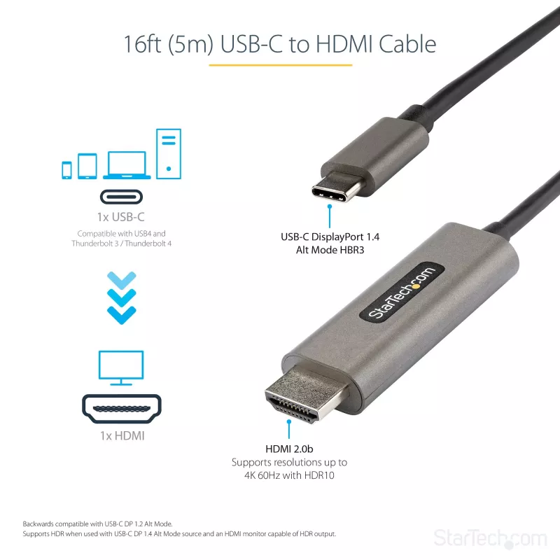 StarTech.com USB-C į HDMI laidas 5m 4K 60Hz HDR10