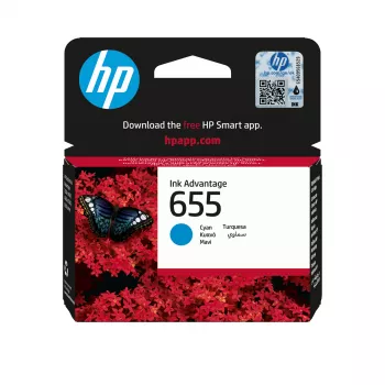 HP 655 Cyan Original Advantage kasetė, žydra, 1 vnt., 600 puslapių