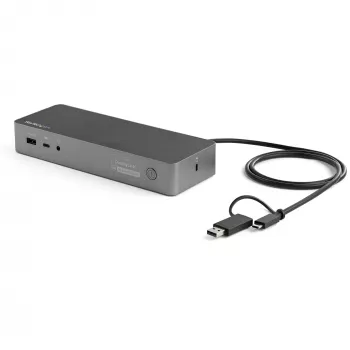 StarTech.com Universal Laptop Dock – USB-C ir USB-A dokas, dvigubas 4K DP ir HDMI, 100W PD, Mac / Windows / Chrome OS, 4x USB 5Gbps šakotuvas, GbE