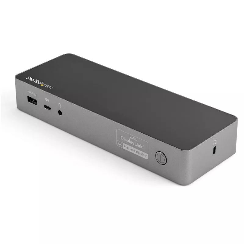 StarTech.com Universal Laptop Dock – USB-C ir USB-A dokas, dvigubas 4K DP ir HDMI, 100W PD, Mac / Windows / Chrome OS, 4x USB 5Gbps šakotuvas, GbE