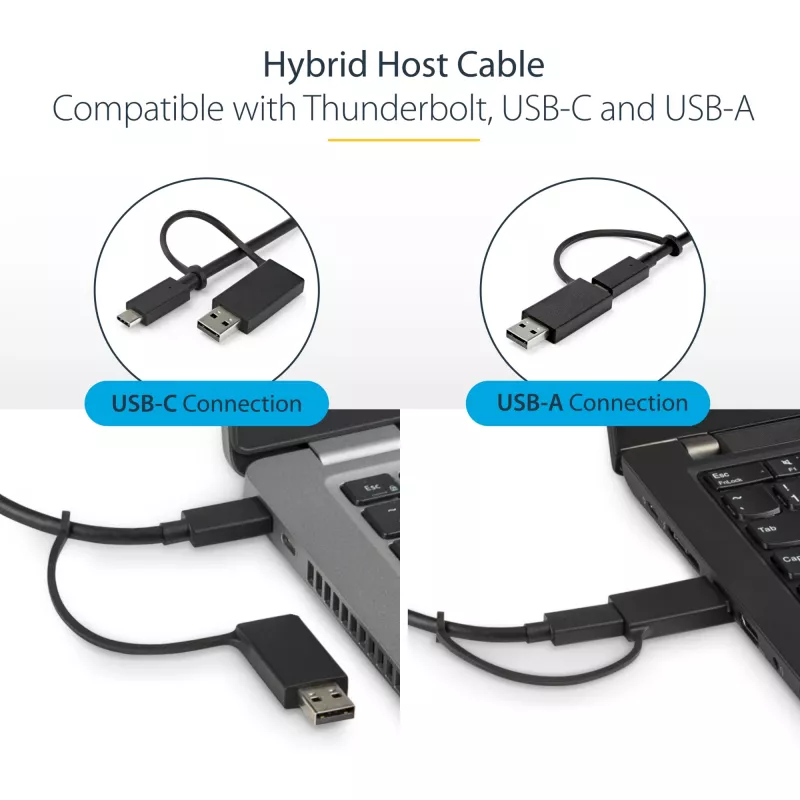 StarTech.com Universal Laptop Dock – USB-C ir USB-A dokas, dvigubas 4K DP ir HDMI, 100W PD, Mac / Windows / Chrome OS, 4x USB 5Gbps šakotuvas, GbE