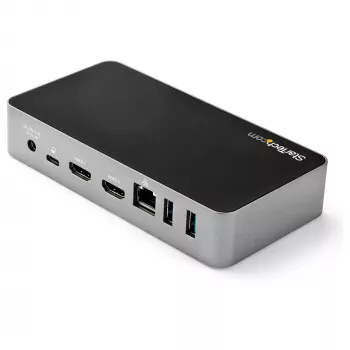 StarTech.com USB-C dokas – dviejų monitorių 1080p HDMI nešiojamojo kompiuterio dokų stotis – 65W galios tiekimas – 1x USB-C, 3x USB-A, Ethernet – dviejų vaizdo ekranų USB 3.1 Gen 1 Type-C dokas – Mac ir Windows