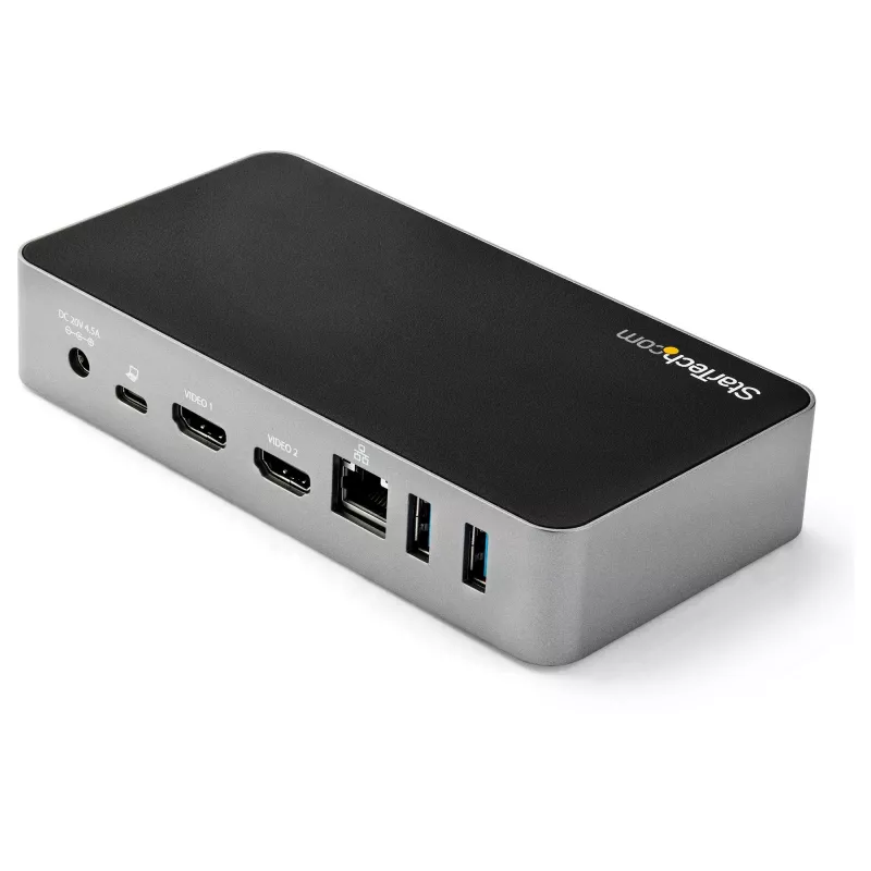 StarTech.com USB-C dokas – dviejų monitorių 1080p HDMI nešiojamojo kompiuterio dokų stotis – 65W galios tiekimas – 1x USB-C, 3x USB-A, Ethernet – dviejų vaizdo ekranų USB 3.1 Gen 1 Type-C dokas – Mac ir Windows