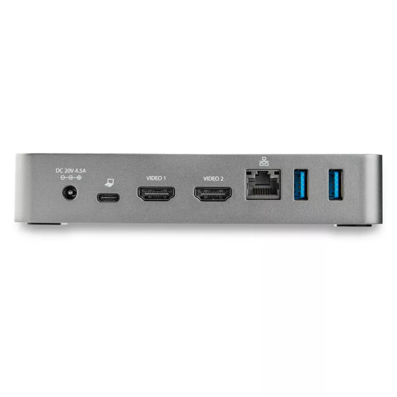 StarTech.com USB-C dokas – dviejų monitorių 1080p HDMI nešiojamojo kompiuterio dokų stotis – 65W galios tiekimas – 1x USB-C, 3x USB-A, Ethernet – dviejų vaizdo ekranų USB 3.1 Gen 1 Type-C dokas – Mac ir Windows