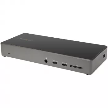 StarTech.com USB-C dokavimo stotelė - trys 4K monitoriai, USB Type-C dokas - 100W galios tiekimas - DP 1.4 Alt Mode ir DSC, 2x DisplayPort 1.4/HDMI 2.0 - 6xUSB (2x 10Gbps) - Windows/Chrome