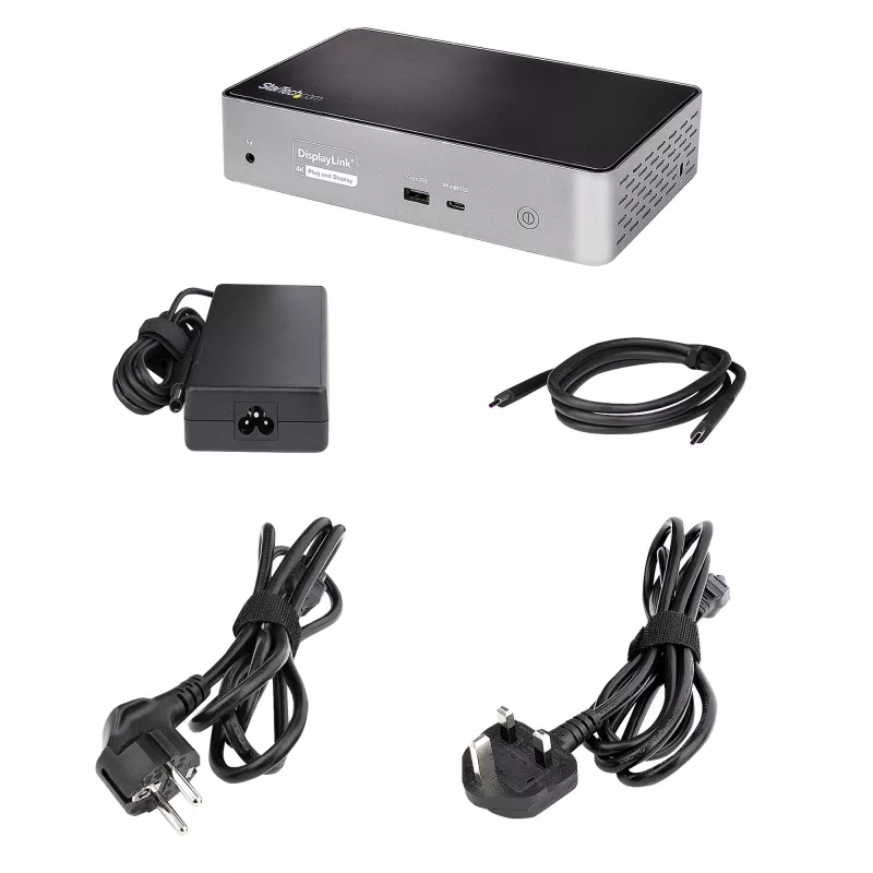 StarTech.com USB-C dokas - 4K 60Hz keturi monitoriai DisplayPort ir HDMI - universali USB-C dokavimo stotelė su 100W galios tiekimu - USB šakotuvas su 1x USB-C ir 3x USB-A, Ethernet, garsu