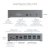 StarTech.com USB-C dokas - 4K 60Hz keturi monitoriai DisplayPort ir HDMI - universali USB-C dokavimo stotelė su 100W galios tiekimu - USB šakotuvas su 1x USB-C ir 3x USB-A, Ethernet, garsu