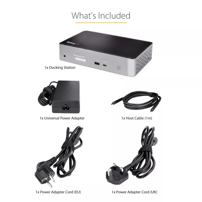 StarTech.com USB-C dokas - 4K 60Hz keturi monitoriai DisplayPort ir HDMI - universali USB-C dokavimo stotelė su 100W galios tiekimu - USB šakotuvas su 1x USB-C ir 3x USB-A, Ethernet, garsu