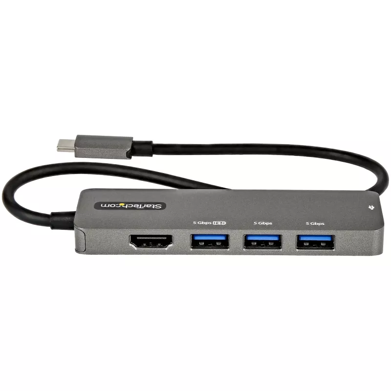 StarTech.com USB-C kelių prievadų adapteris – USB-C į HDMI 2.0b 4K 60Hz (HDR10), 100W Power Delivery perdavimas, 4 prievadų USB 3.0 šakotuvas – USB Type-C mini dokas – 30 cm ilgio kabelis