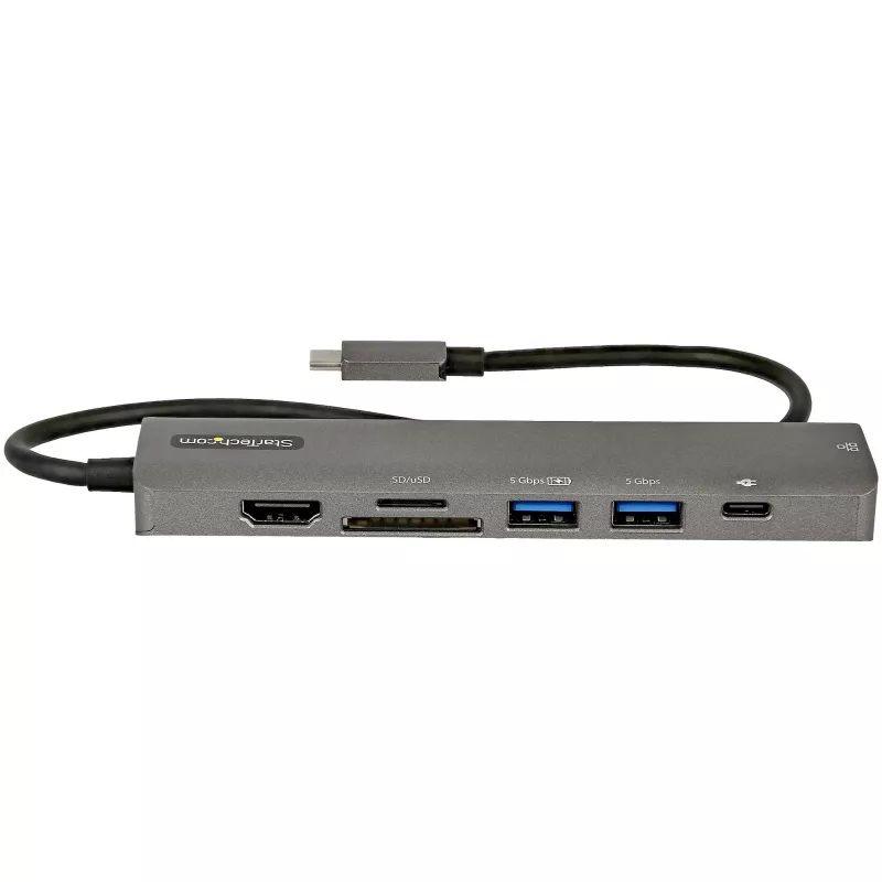 StarTech.com USB-C kelių prievadų adapteris, USB-C į 4K 60Hz HDMI, Gigabit Ethernet ir 100W nešiojamojo kompiuterio įkrovimas, skirtas Macbook Pro / Air ir Windows