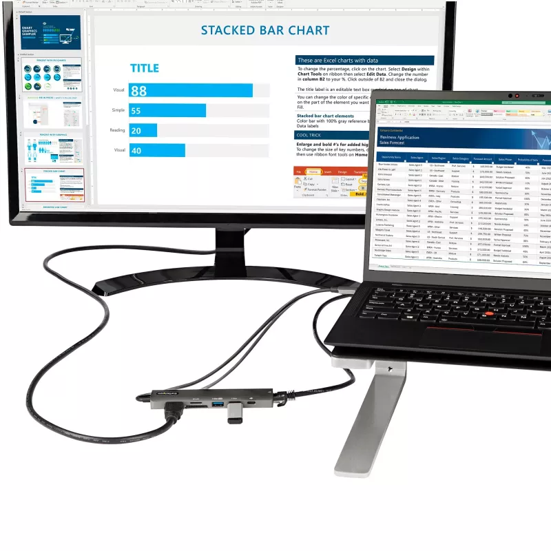 StarTech.com USB-C kelių prievadų adapteris, USB-C į 4K 60Hz HDMI, Gigabit Ethernet ir 100W nešiojamojo kompiuterio įkrovimas, skirtas Macbook Pro / Air ir Windows