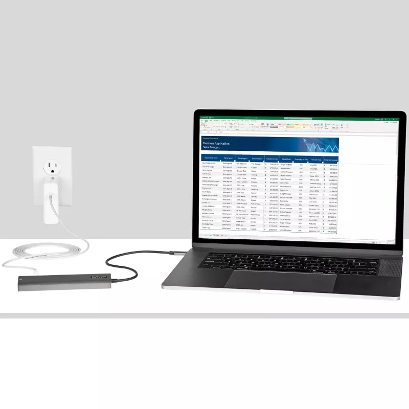 StarTech.com USB-C kelių prievadų adapteris, USB-C į 4K 60Hz HDMI, Gigabit Ethernet ir 100W nešiojamojo kompiuterio įkrovimas, skirtas Macbook Pro / Air ir Windows