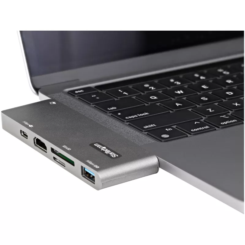 StarTech.com USB-C kelių prievadų adapteris, skirtas MacBook Pro/Air – USB Type-C į 4K HDMI, 100W Power Delivery, SD/MicroSD lizdas, 2 prievadų USB 3.0 šakotuvas – nešiojamas USB-C mini dokas
