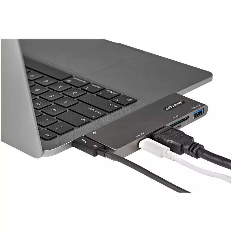 StarTech.com USB-C kelių prievadų adapteris, skirtas MacBook Pro/Air – USB Type-C į 4K HDMI, 100W Power Delivery, SD/MicroSD lizdas, 2 prievadų USB 3.0 šakotuvas – nešiojamas USB-C mini dokas