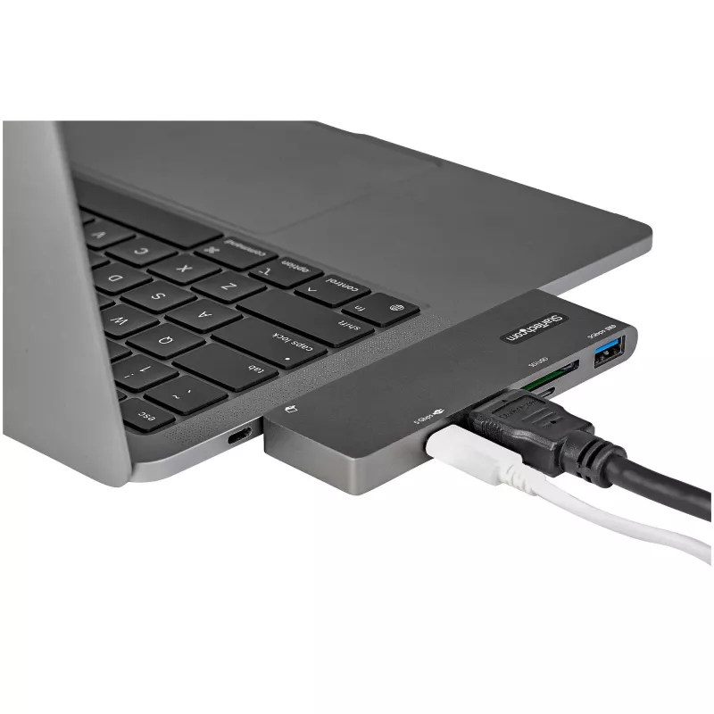 StarTech.com USB-C kelių prievadų adapteris, skirtas MacBook Pro/Air – USB Type-C į 4K HDMI, 100W Power Delivery, SD/MicroSD lizdas, 2 prievadų USB 3.0 šakotuvas – nešiojamas USB-C mini dokas