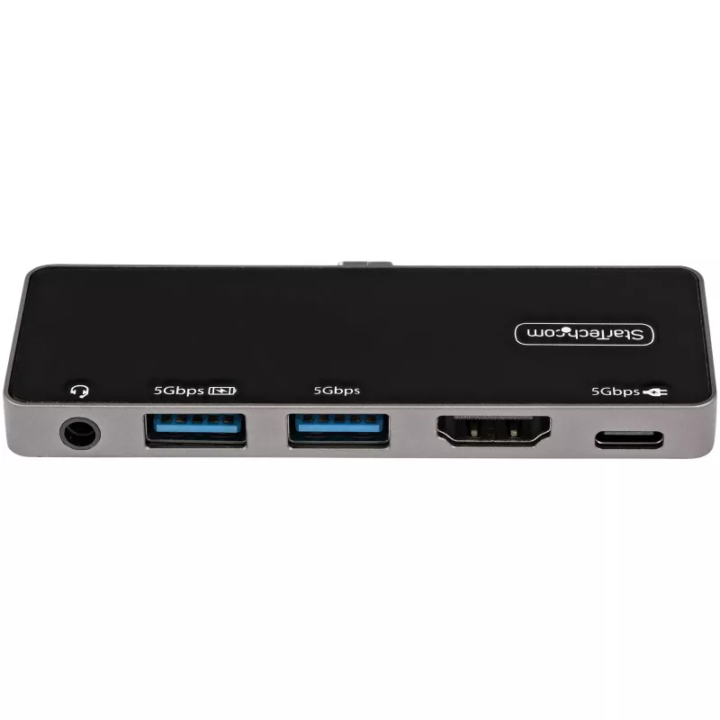 StarTech.com USB-C kelių prievadų adapteris – USB-C į 4K 60Hz HDMI 2.0, 100W PD įkrovimas, 3 prievadų USB 3.0 šakotuvas, garsas – USB-C mini dokas – nešiojamas USB Type-C kelioninis dokas