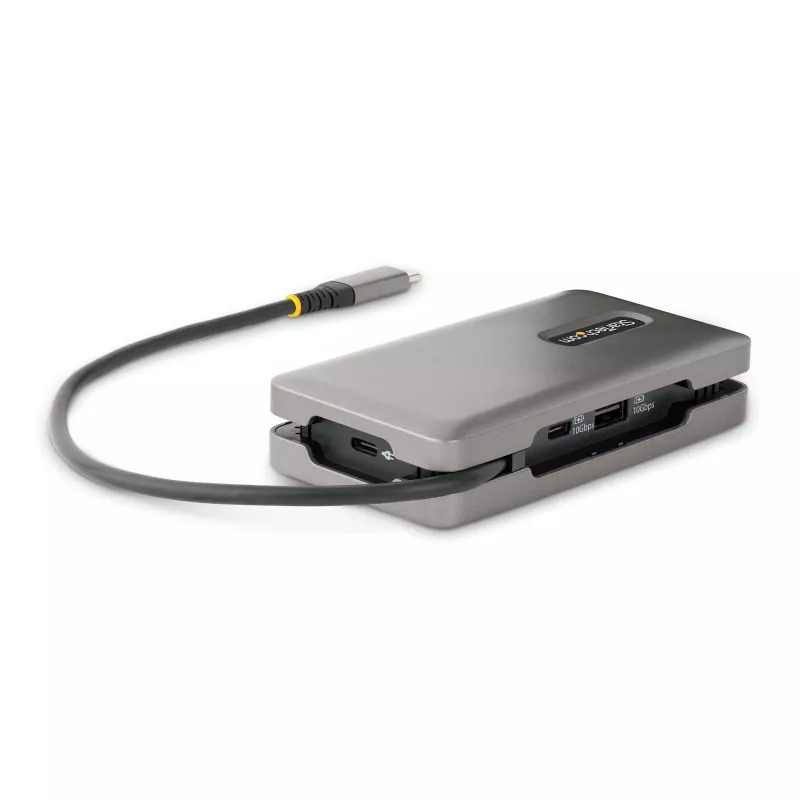 StarTech.com USB-C kelių prievadų adapteris – 4K 60Hz HDMI/DP – 3 prievadų USB centras – 100W Power Delivery perdavimas – GbE – kelioninė mini dokovimo stotelė su įkrovimu – 30 cm apvyniojamas kabelis