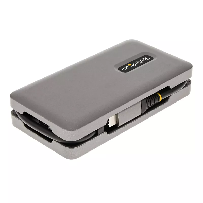 StarTech.com USB-C kelių prievadų adapteris – 4K 60Hz HDMI/DP – 3 prievadų USB centras – 100W Power Delivery perdavimas – GbE – kelioninė mini dokovimo stotelė su įkrovimu – 30 cm apvyniojamas kabelis