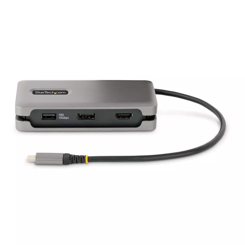 StarTech.com USB-C kelių prievadų adapteris – 4K 60Hz HDMI/DP – 3 prievadų USB centras – 100W Power Delivery perdavimas – GbE – kelioninė mini dokovimo stotelė su įkrovimu – 30 cm apvyniojamas kabelis